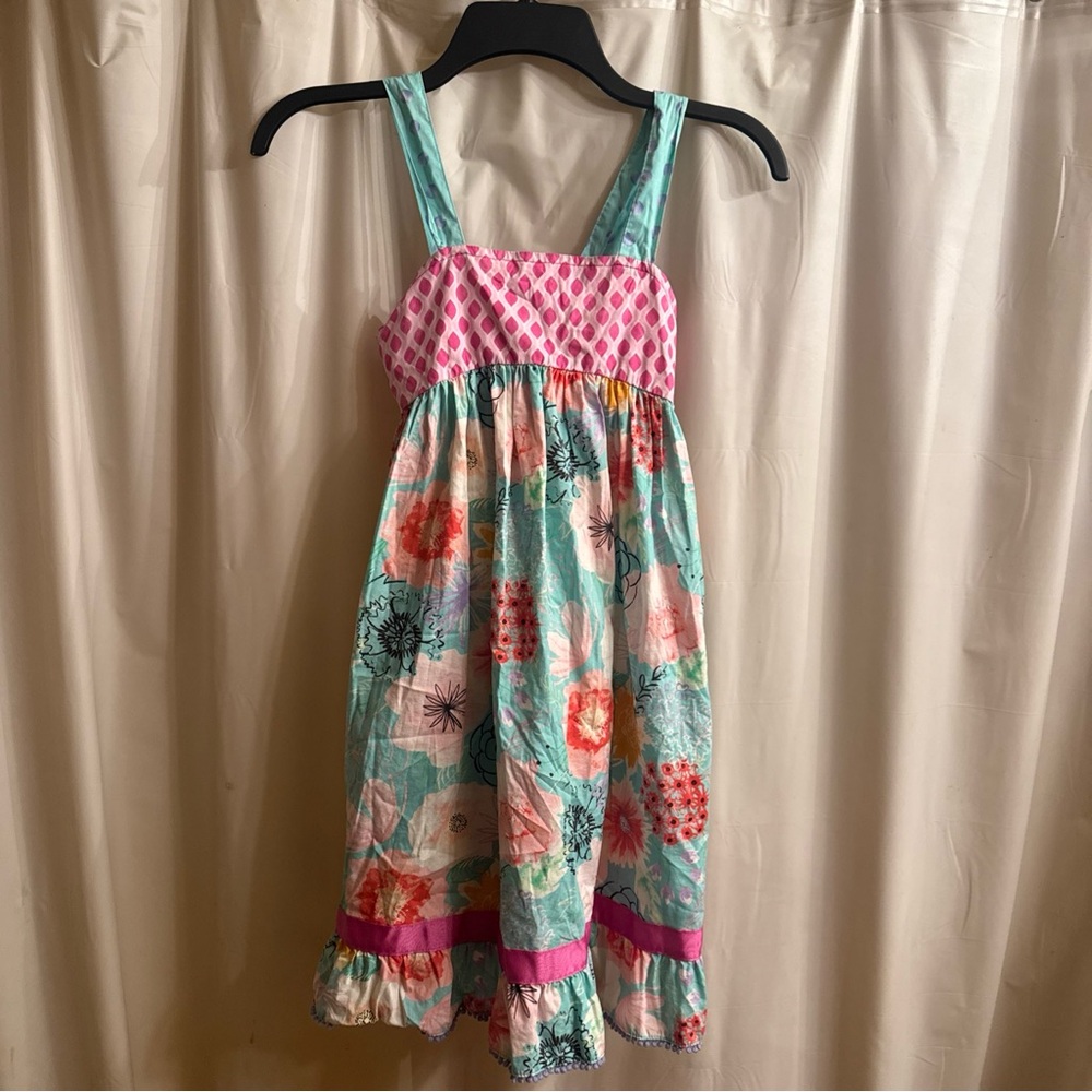 Matilda Jane Heads Up Seven Up Aqua and Pink Floral Sundress